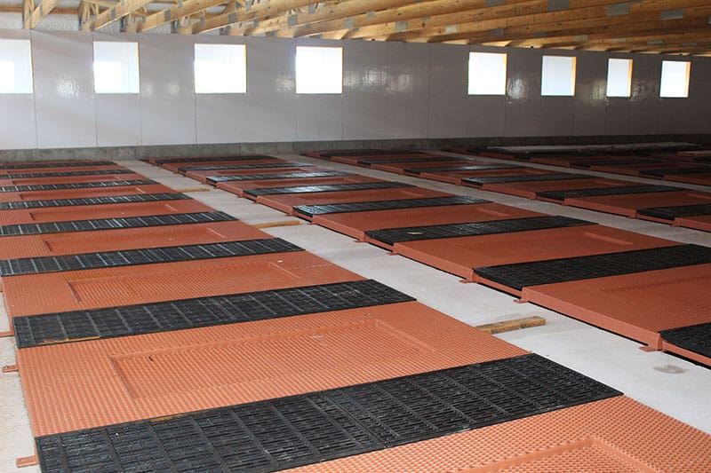 floor construction for farrowing floors